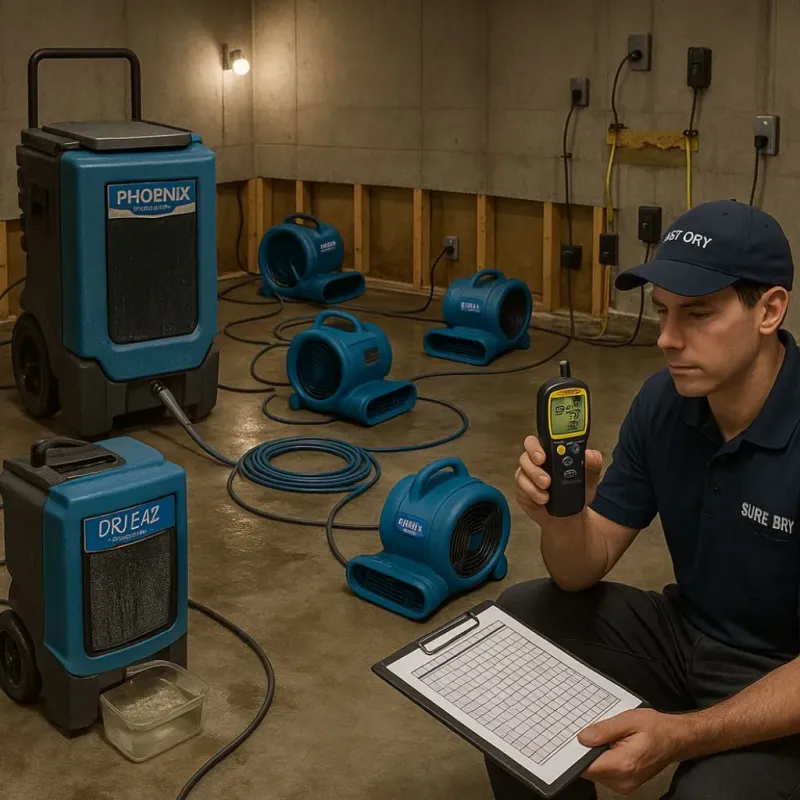 Structural Drying and Dehumidification process in Spruce Pine, NC